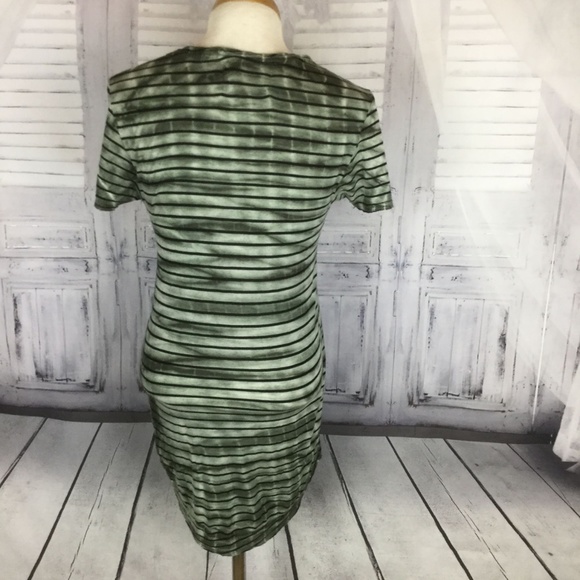 Sloane Rouge Green Black Striped Tunic Tee Shirt Dress Small - Picture 2 of 7